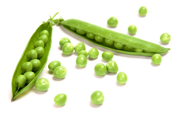 Fresh peas vegetable, isolated on white background