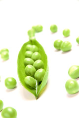 Fresh peas vegetable on white background