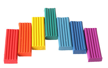 Bright color plasticine it is isolated on a white background