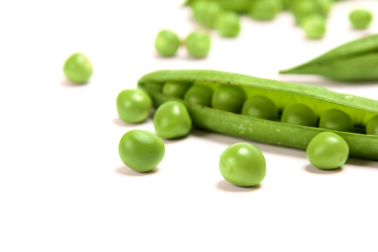 Fresh peas vegetable on white background