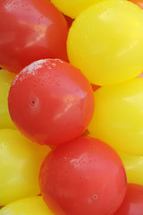 Close up of red and yellow balloons