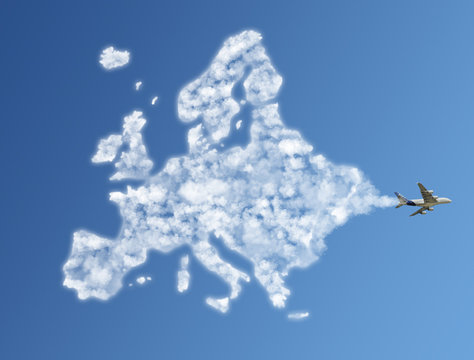 Travel the world clouds concept: Europe