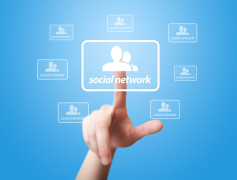 hand pressing Social Network icon 2