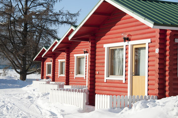 A small cottage in the winter forest for rest