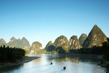 Rolgordijnen Li rivier schemering yangshuo china © cityanimal