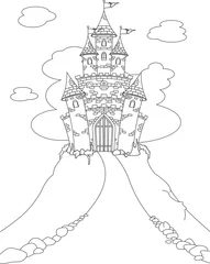 Fotobehang Magic Castle coloring page © Anna Velichkovsky