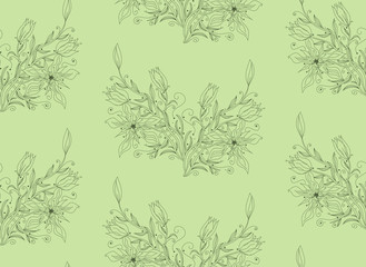 Fototapeta na wymiar Floral seamless vector wallpaper