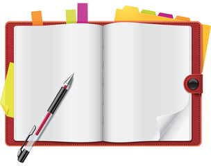 Vector open personal organizer