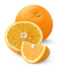 Isolated oranges. Three peaces of orange fruit isolated on white background