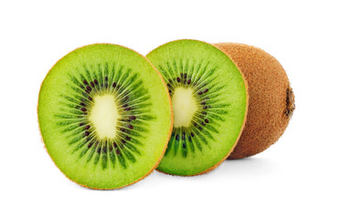 Isolated kiwi. Cut in halves kiwi fruit isolated on a white background