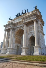 Fototapeta na wymiar Historical marble arch Arco della Pace, Milan, Italy