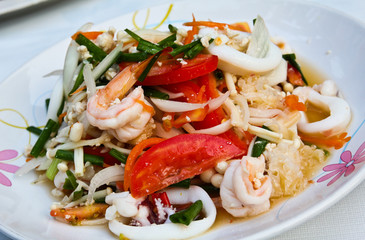 Thai spicy seafood salad.