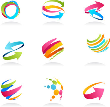 Abstract ribbons and arrows icons