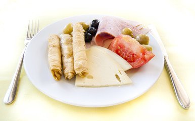 Light breakfast in mediterranean resort