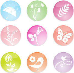 Set spring leaves icons. Vector illustration