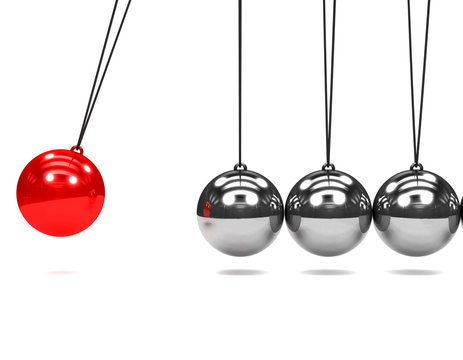 3d Newtons cradle red ball