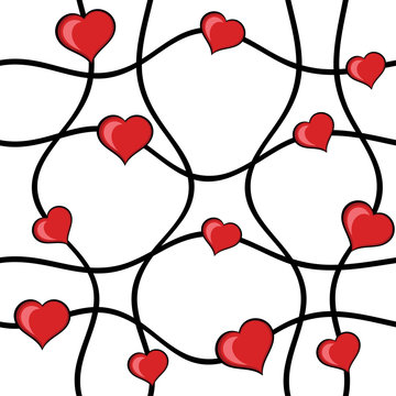 Abstract hearts vector seamless background