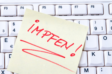 Notiz Impfen als Erinnerung für eine Impfung