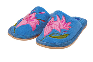 nice bright child house slippers isolated on white background