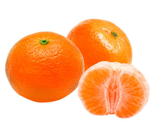 Mandarins isolated on white background