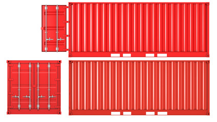 Opened and closed container front and side view