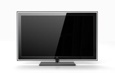 Flat TV - front view isolated on white