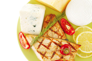 dry cheeses and salmon