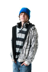 casual teen boy wearing a hat