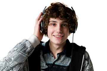 teen boy listening to music