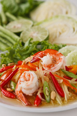 green papaya salad (traditional and modern thai food)