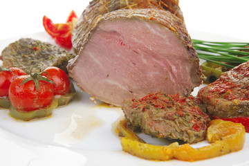 meat served on plate