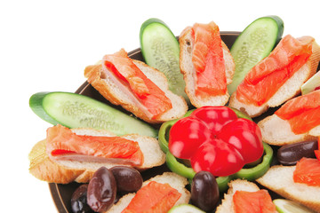 olives salmon and pepper