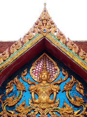 The Roof Gable and Deva Statue Thailand