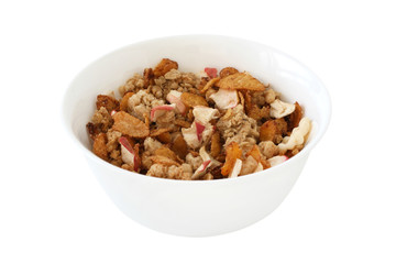 Cereals with apple in a bowl