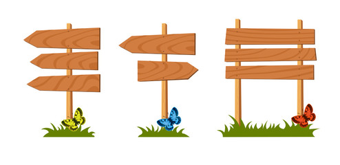 Set of wooden sign vector