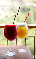 Two fresh fruit juices
