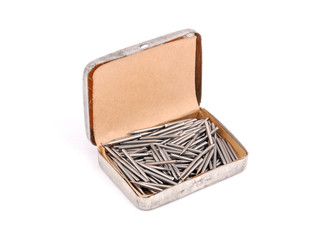 Box of old antique gramophone steel needle