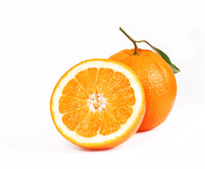 One oranges and half juicy half oranges