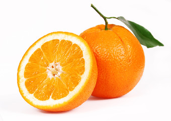 One oranges and half juicy half oranges