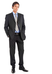 Full length mature businessman isolated on white