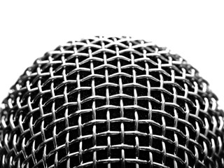 Silver microphone on white