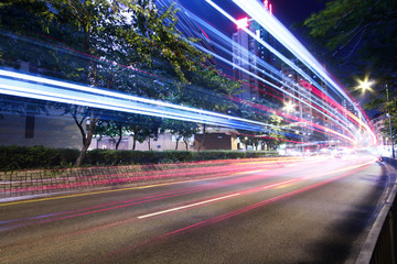Modern Urban City with Freeway Traffic at Night, hong kong - 30712075