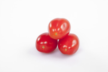 Cherry tomatoes on white, clipping path