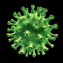 Single green virus cell symbol representing bacterial infection