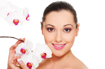 woman with orchid