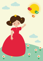 Little princess and birds