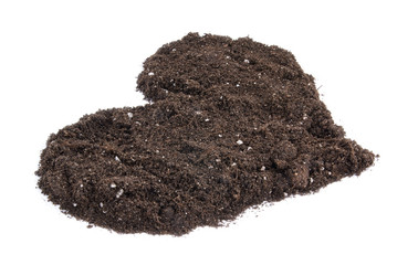 Heart shaped soil isolated on white