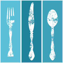 Fork, Knife & Spoon Blue