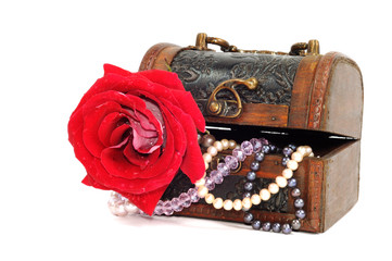 Treasure chest with jewelry