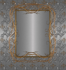 platinum with gold floral background